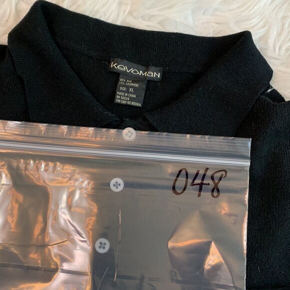 KEVOMAN sweater cashmere/silk blend polo style long sleeve men’s size XL - Picture 8 of 8